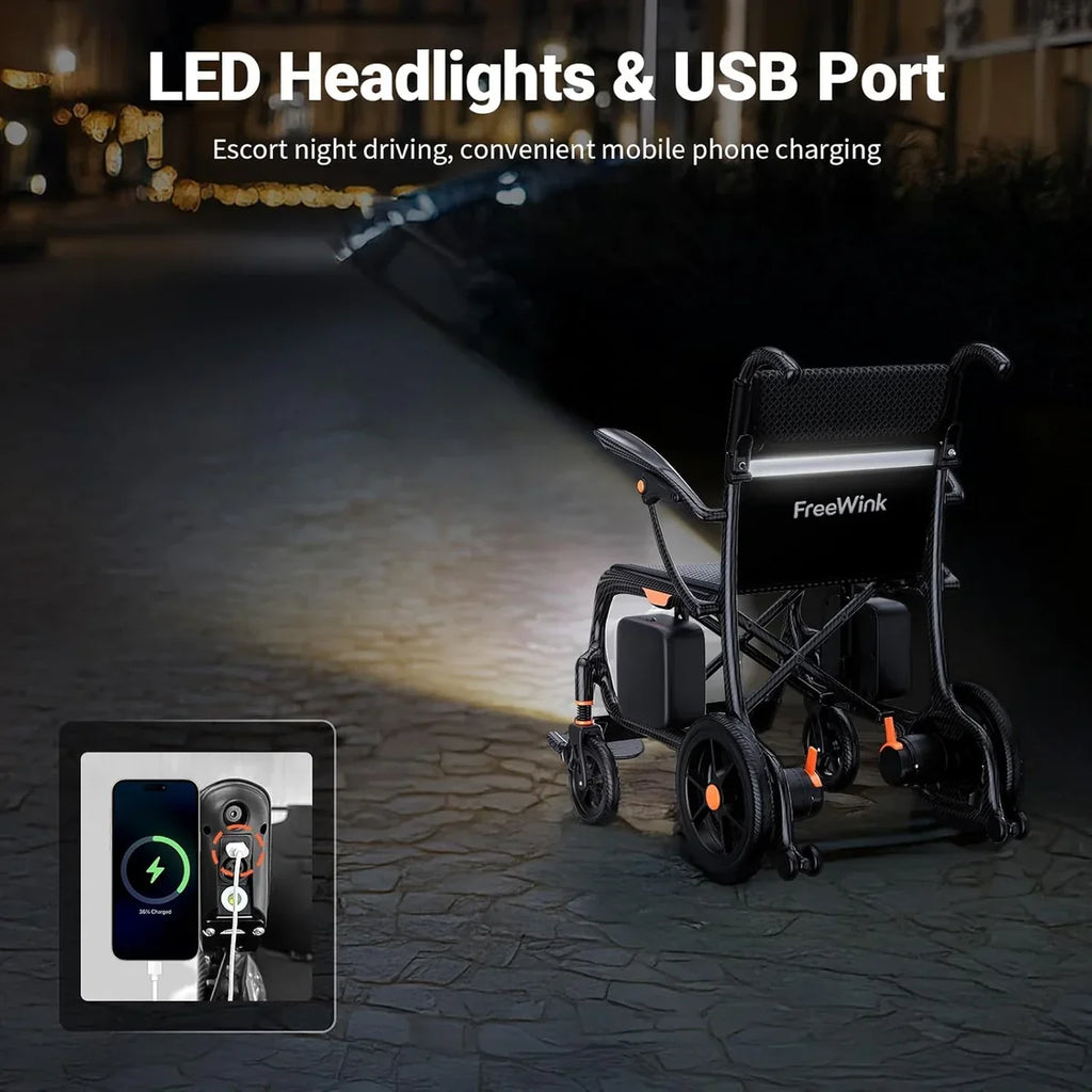 Carbon Fiber Foldable Electric Wheelchair – 28 lbs, 28-Mile Range