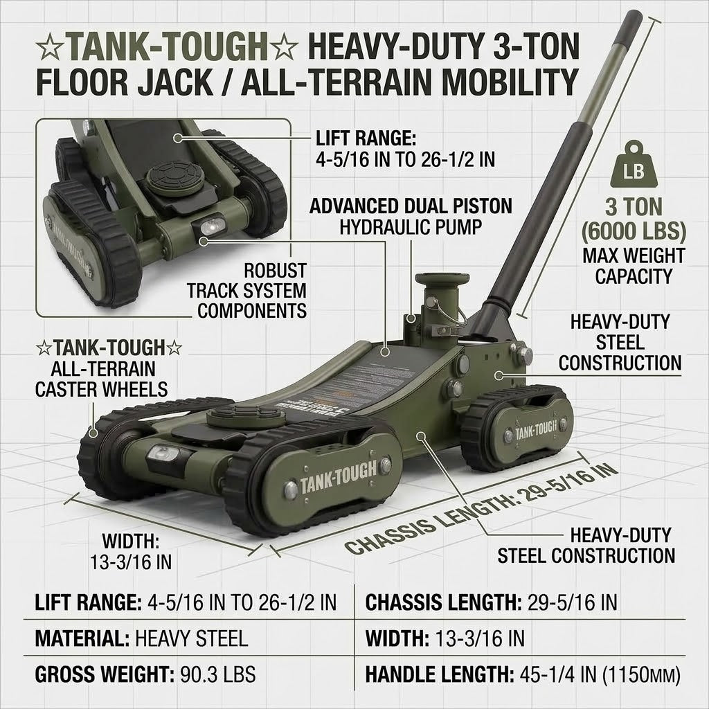 Tank Tough 3 Ton Floor Jack - TT2023-1