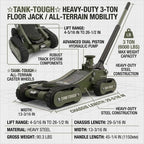 Tank Tough 3 Ton Floor Jack - TT2023-1