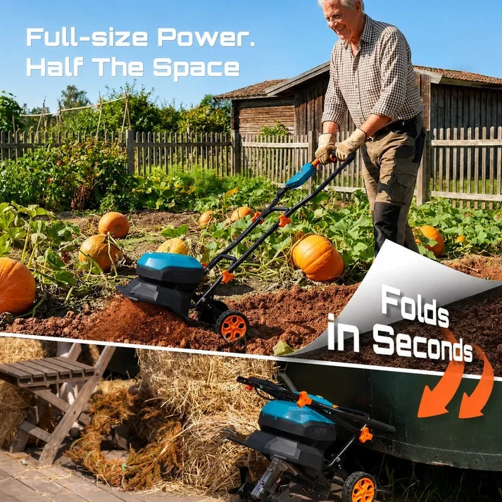 40V Cordless Electric Garden Tiller/Cultivator (Includes Two 5000mAh Batteries)