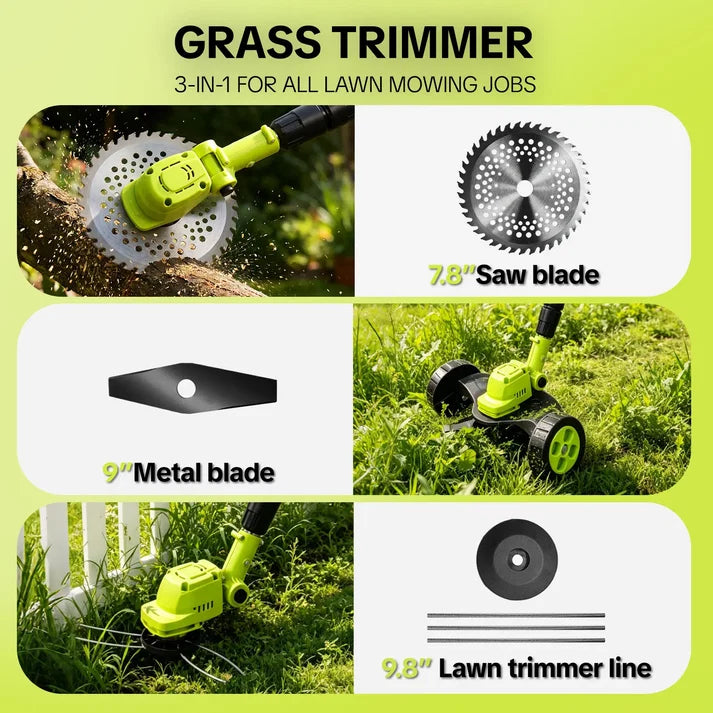 🔥Summer Sale-Cordless 3-in-1 Lawn Mower Tool,21V Cordless Lawn Mower Trimmer