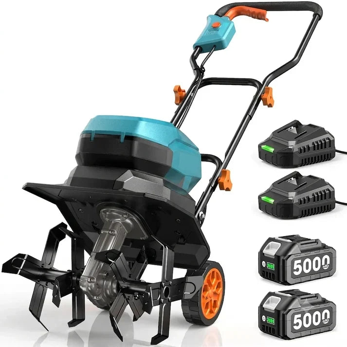 40V Cordless Electric Garden Tiller/Cultivator (Includes Two 5000mAh Batteries)