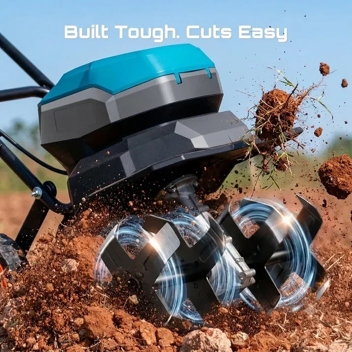 40V Cordless Electric Garden Tiller/Cultivator (Includes Two 5000mAh Batteries)