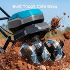 40V Cordless Electric Garden Tiller/Cultivator (Includes Two 5000mAh Batteries)