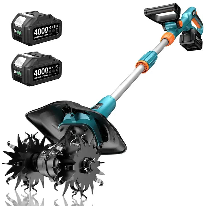Electric Garden Tiller, 360RPM Rotary Cultivator with 8000mAh Battery
