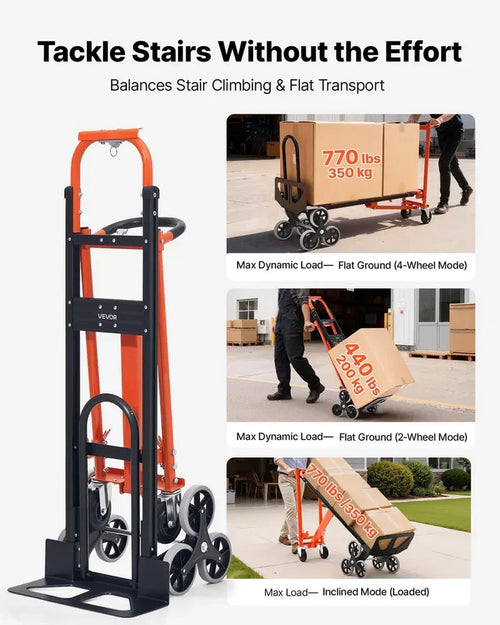 3-in-1 Stair Climbing Cart, Foldable Hand Truck with 770 lbs Capacity