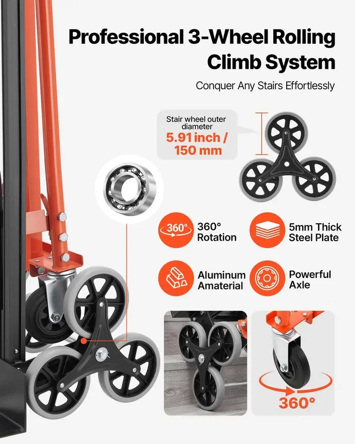 3-in-1 Stair Climbing Cart, Foldable Hand Truck with 770 lbs Capacity