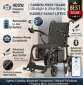 Carbon Fiber Foldable Electric Wheelchair – 28 lbs, 28-Mile Range