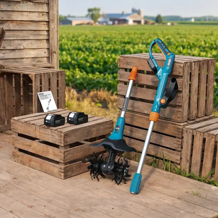 Electric Garden Tiller, 360RPM Rotary Cultivator with 8000mAh Battery